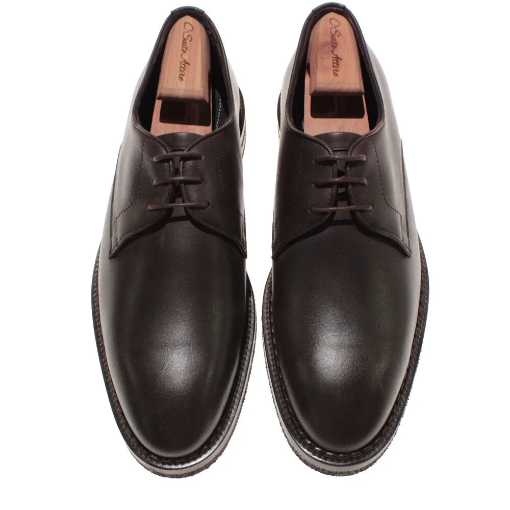 Di Bianco NWD Derby Dress Shoes Size 8.5 US in Dark Brown Leather Made in Italy